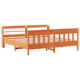 Bed Frame without Mattress Wax Brown 200x200 cm Solid Wood Pine 3306995