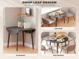 Folding Dining Table for 4, Round Drop Leaf Table, Modern Space Saving Small Kitchen Table with Wood T3398P343259