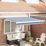 Retractable Awning Blue and White 300 x 250 cm Fabric and Metal 3329907