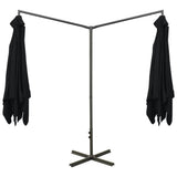 Double Garden Parasol with Steel Pole Black 600x300 cm 312560