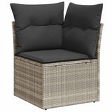 Garden Sofa Set with Cushion 7 pcs Light Grey Poly Rattan 3348298