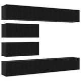 TV Cabinet Set 6 pcs Black Oak Engineered Wood 3332533