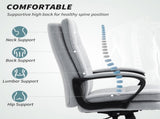 Double Padded Linen-Look Office Chair - Light Grey T3398P377410