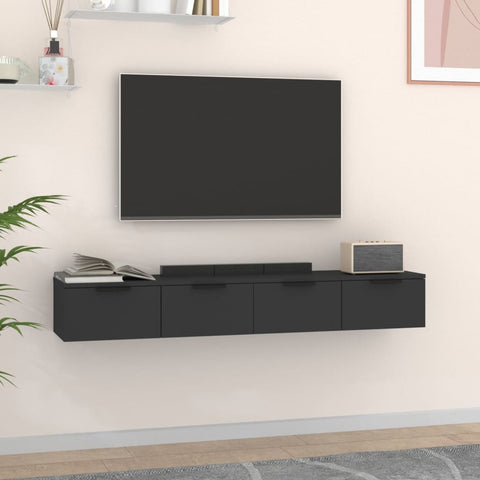 Wall Cabinets 2 pcs Black 68x30x20 cm Engineered Wood 3115893