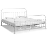 Bed Frame without Mattress with Headboard White 180x200 cm Super King Metal 284497