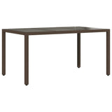Garden Table with Glass Top Brown 150x90x75 cm Poly Rattan 365534