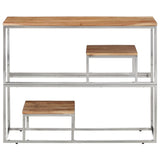 Console Table Silver Stainless Steel and Solid Wood Acacia 350015