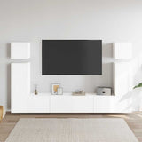 8 Piece TV Cabinet Set White Engineered Wood 3078705