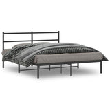 Metal Bed Frame without Mattress with Headboard Black 150x200cm 355367