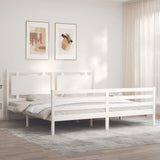 Bed Frame without Mattress White 200x200 cm Solid Wood 3194072