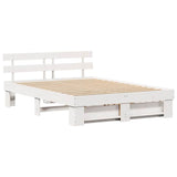 Bed Frame with Headboard White 140 x 200 cm Solid Pine Wood 3382275
