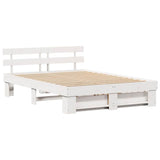 Bed Frame with Headboard White 160 x 200 cm Solid Pine Wood 3382269
