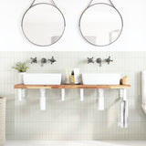 Basin Shelf Wall Mounted Steel and Solid Wood Acacia 3302700