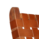 Folding Chair Crossed-Stripe Brown Real Leather 246365