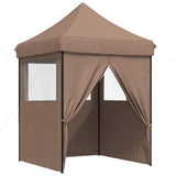 Foldable Party Tent Pop-Up with 4 Sidewalls Brown 4005004