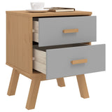 ZNTS Bedside Cabinet OLDEN Grey and Brown Solid Wood Pine 358583