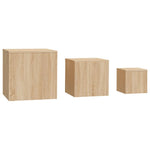 ZNTS Side Tables 3 pcs Sonoma Oak Engineered Wood 808588