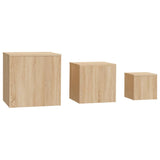 ZNTS Side Tables 3 pcs Sonoma Oak Engineered Wood 808588