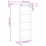 Sliding Door Natural and Black 83 x 211 cm Solid Pine Wood 3333506