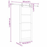 Sliding Door Manual White 83 x 211 cm Solid pine wood and steel 3333562