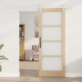 Sliding Door Natural 78 x 202 cm Solid Pine Wood and Glass 3332411