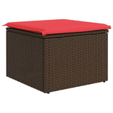 Garden Stool with Cushion Brown 55 x 55 x 37 cm Poly Rattan 366230