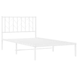 ZNTS Metal Bed Frame with Headboard White 100x190 cm 374480