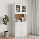 Highboard ALTA White 77x35x165 cm Solid Wood Pine 3187774