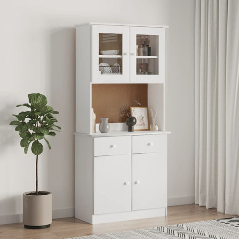 Highboard ALTA White 77x35x165 cm Solid Wood Pine 3187774