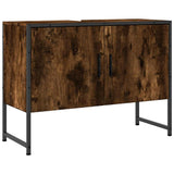 Bathroom Sink Cabinet Smoked Oak 80x33x60 cm Engineered Wood 842463
