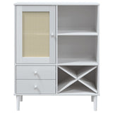 Highboard SENJA Rattan Look White 90x40x112cm Solid Wood Pine 358053