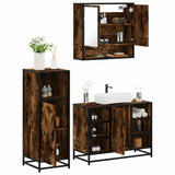 ZNTS 3 Piece Bathroom Furniture Set Smoked Oak Engineered Wood 3301002