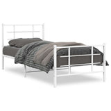 Metal Bed Frame without Mattress with Footboard White 90x200cm 355621