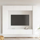 8 Piece TV Cabinet Set White Engineered Wood 3078650