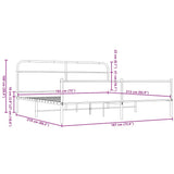 Metal Bed Frame without Mattress Brown Oak 183x213 cm 3318711