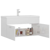 Sink Cabinet with Built-in Basin High Gloss White Engineered Wood 3071294