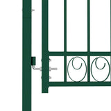 Fence Gate EMMEN with Arched Top Steel 100x106 cm Green 146365