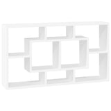 ZNTS Wall Display Shelf 8 Compartments High Gloss White 342591