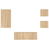 4 Piece TV Wall Cabinets with LED Lights Sonoma Oak 3216883