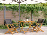 Bistro Set Black Solid acacia wood, PE rattan Compact Foldable 3281802