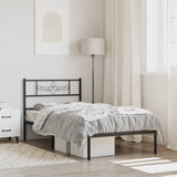Metal Bed Frame without Mattress with Headboard Black 90x190cm 355259