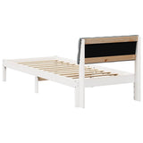 Bed frame White and light grey 75 x 190 cm Solid pine wood 878653