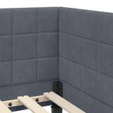 Corner Bed Frame with Headboard Dark grey 90 x 200 cm Velvet 42016429