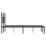 ZNTS Metal Bed Frame without Mattress with Headboard Black 140x200cm 374340