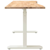Desk with Storage White and Natural 140 x 60 cm Solid Oak Wood 3426546