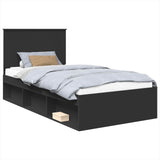 Bed Frame with Headboard Black 100 x 200 cm Solid Pine Wood 3411047