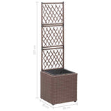 46936 Trellis Raised Bed with 1 Pot 30x30x107 cm Poly Rattan Brown