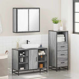 3 Piece Bathroom Furniture Set Grey Sonoma Engineered Wood 3301033