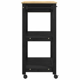 Kitchen Trolley MONZA Black 84 x 40 x 88.5 cm Solid Pine Wood 42027038