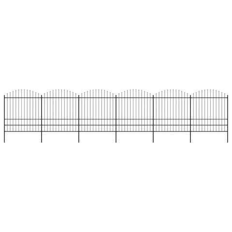 ZNTS Garden Fence with Spear Top Steel x10.2 m Black 277753